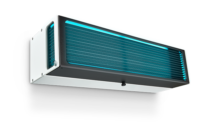 imagine cu sistemul superior de aer de dezinfectare Philips UV-C montat pe perete